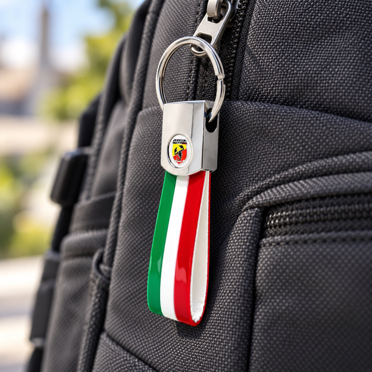 Abarth TRICOLOR Schlüsselanhänger – mehrfarbig – Illustrationsfoto (KI)