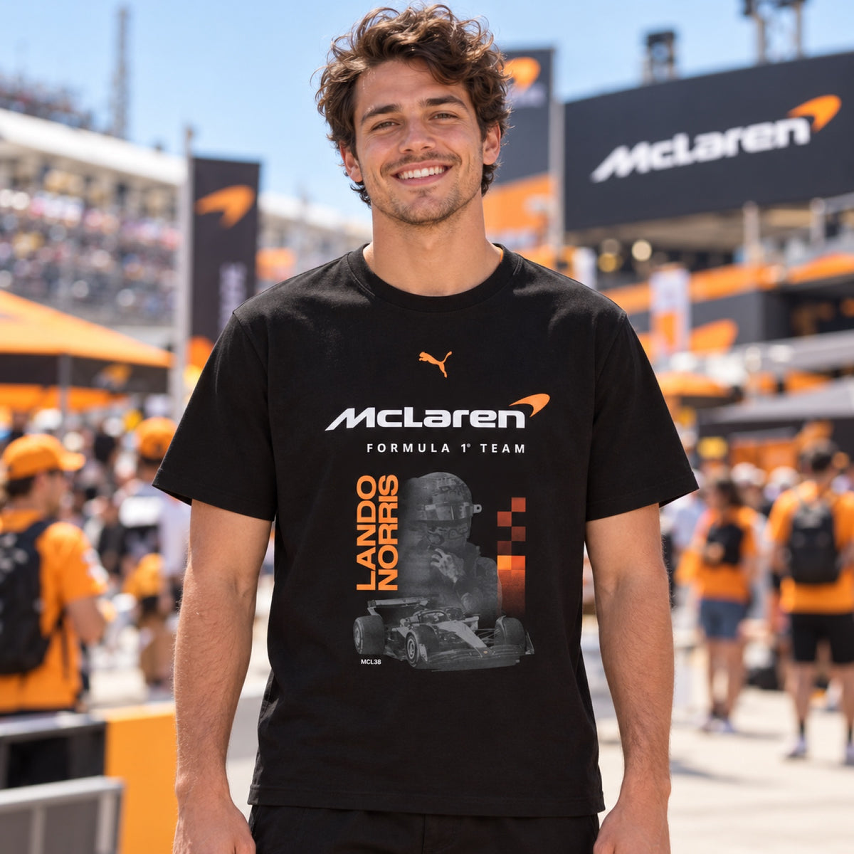 Lando Norris McLaren F1 T-Shirt – Schwarz, Fan Edition – Illustrationsfoto (KI)