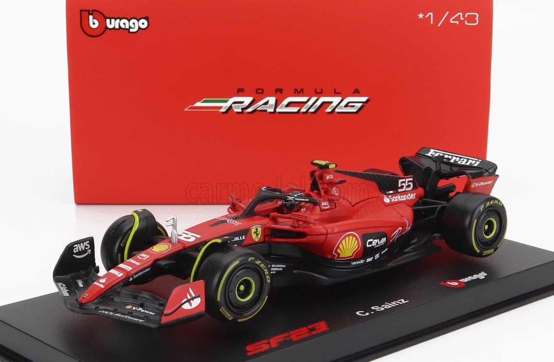 Modell Scuderia Ferrari SF-23 Bburago #55 Carlos Sainz 2023 im Maßstab 1:43 Signature
