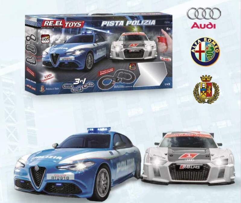 Autorennbahn PISTA Alfa Romeo Polizia - Audi 1:43