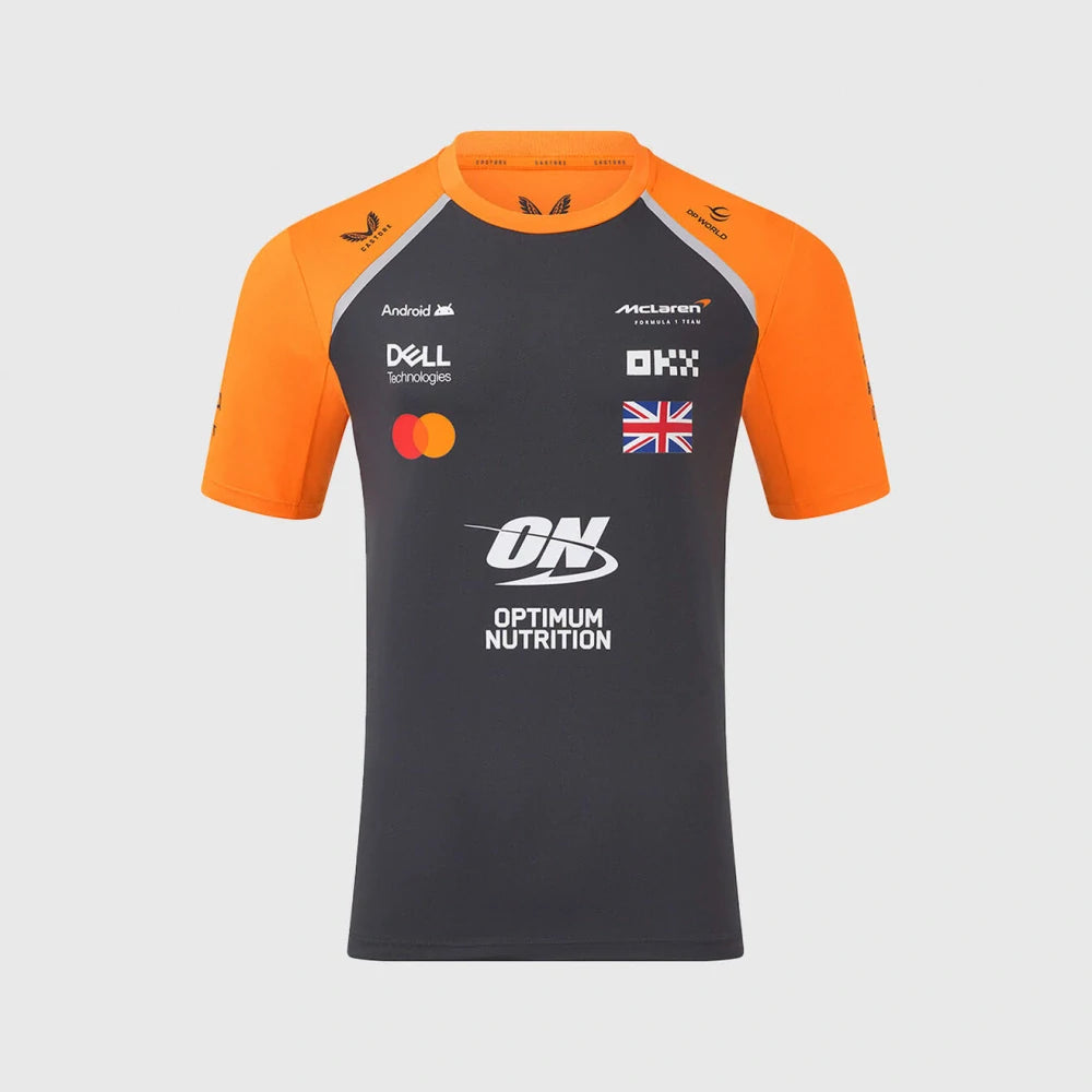 McLaren F1 Lando Norris Team-T-Shirt mit Sponsorenlogos – Dunkelgrau