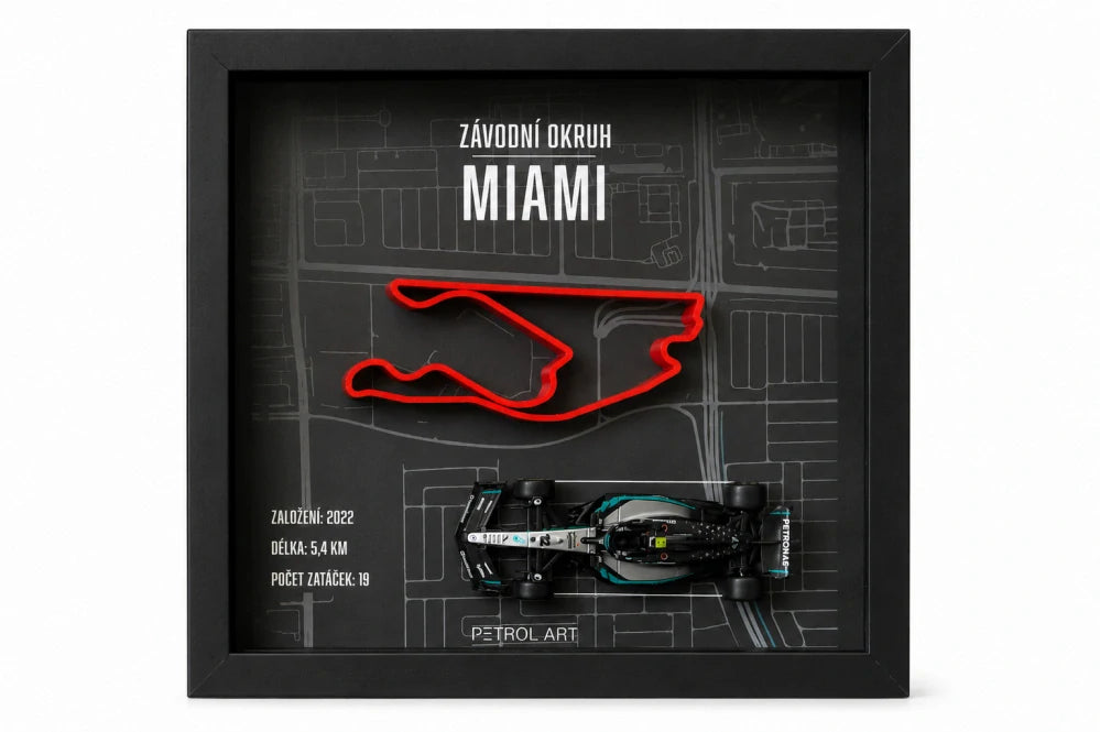 PETROL ART 3D Miami Frame with Mercedes Kimi Antonelli 1:43 Model – Miami GP 2025