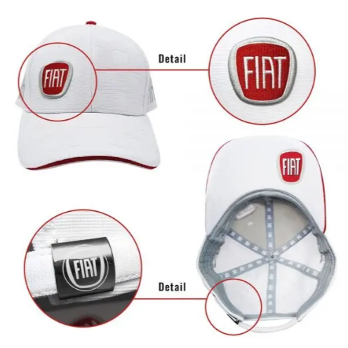Fiat Cap mit geprägtem Logomuster – Weiß