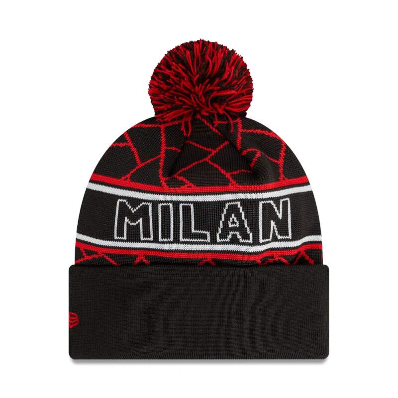 AC Milan Vintage-Wintermütze schwarz mit Bommel