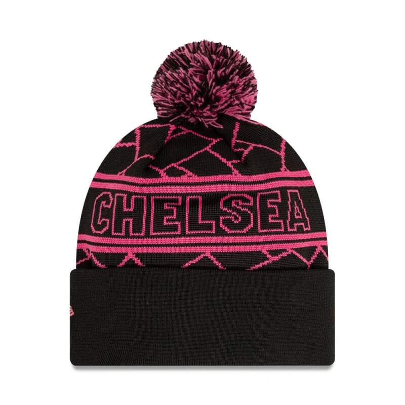 Chelsea vintage winter beanie black with pompom