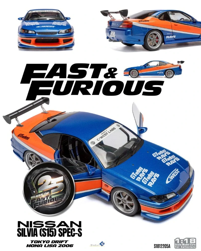 Solido Fast & Furious Tokyo Drift Nissan Silvia S15 Mona Lisa 2006 Modell im Maßstab 1:18