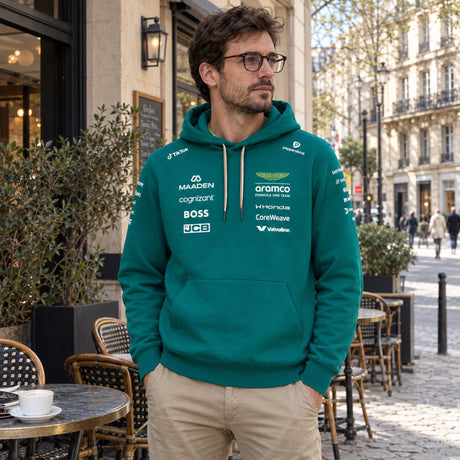 Aston Martin F1 Team Hoodie with Sponsor Logos – ilustrační foto (AI)