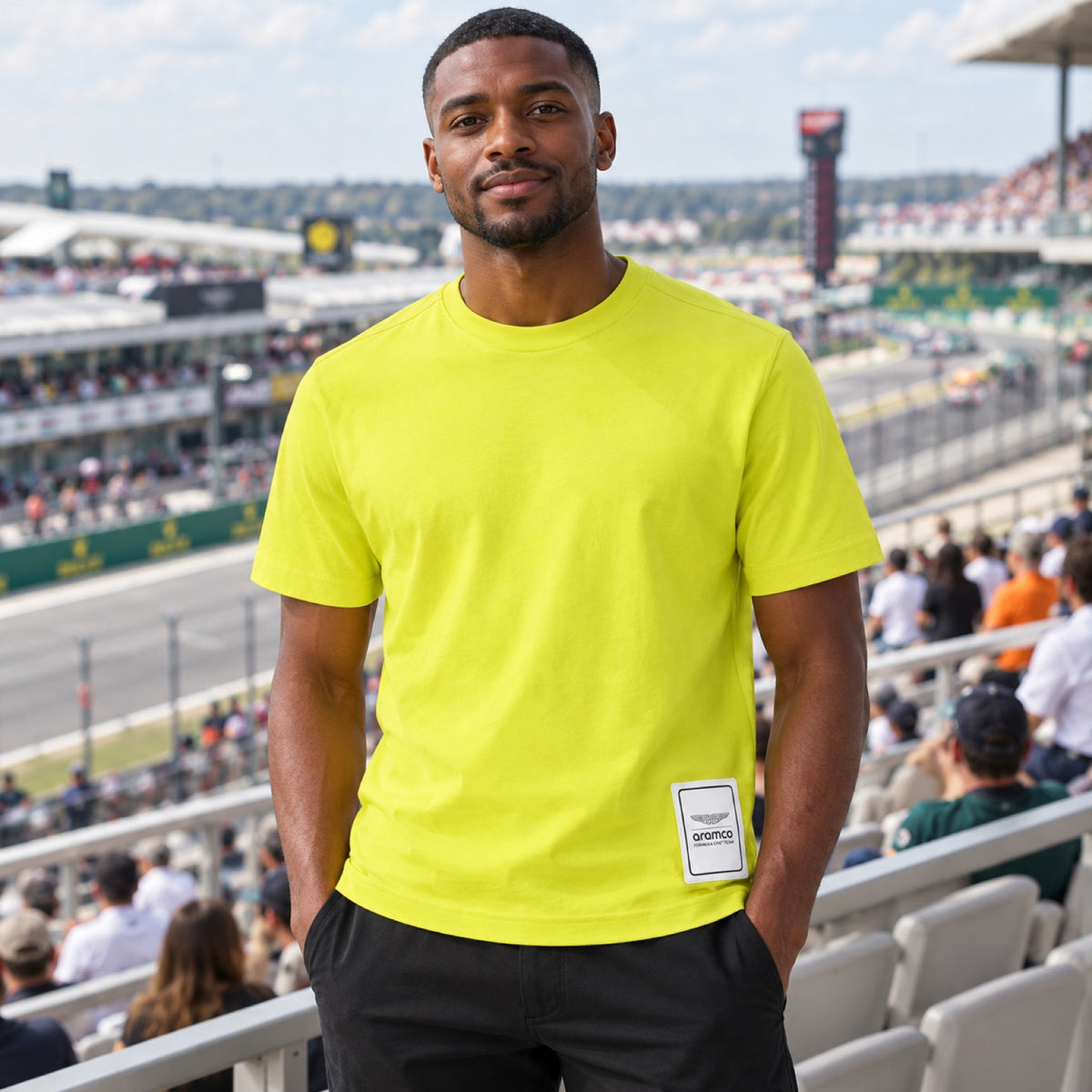 Aston Martin F1 Team LOGO Casual T-Shirt – Light Yellow – illustrative photo (AI)