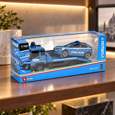 Alfa Romeo Giulietta Polizia Model with Transporter – illustrative photo (AI)