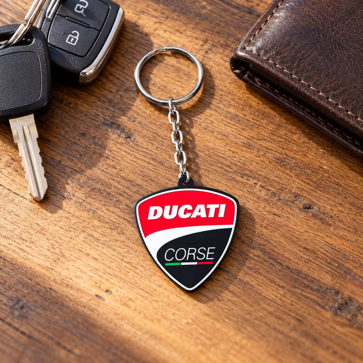 Ducati Corse Logo-Schlüsselanhänger – Illustrationsfoto (KI)