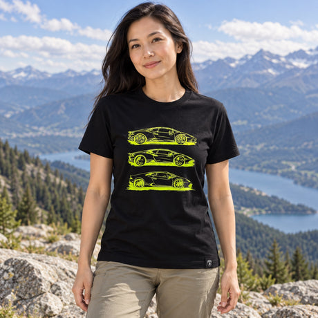 Lamborghini T-Shirt mit Lambo-Motiv – Schwarz – Illustrationsfoto (KI)