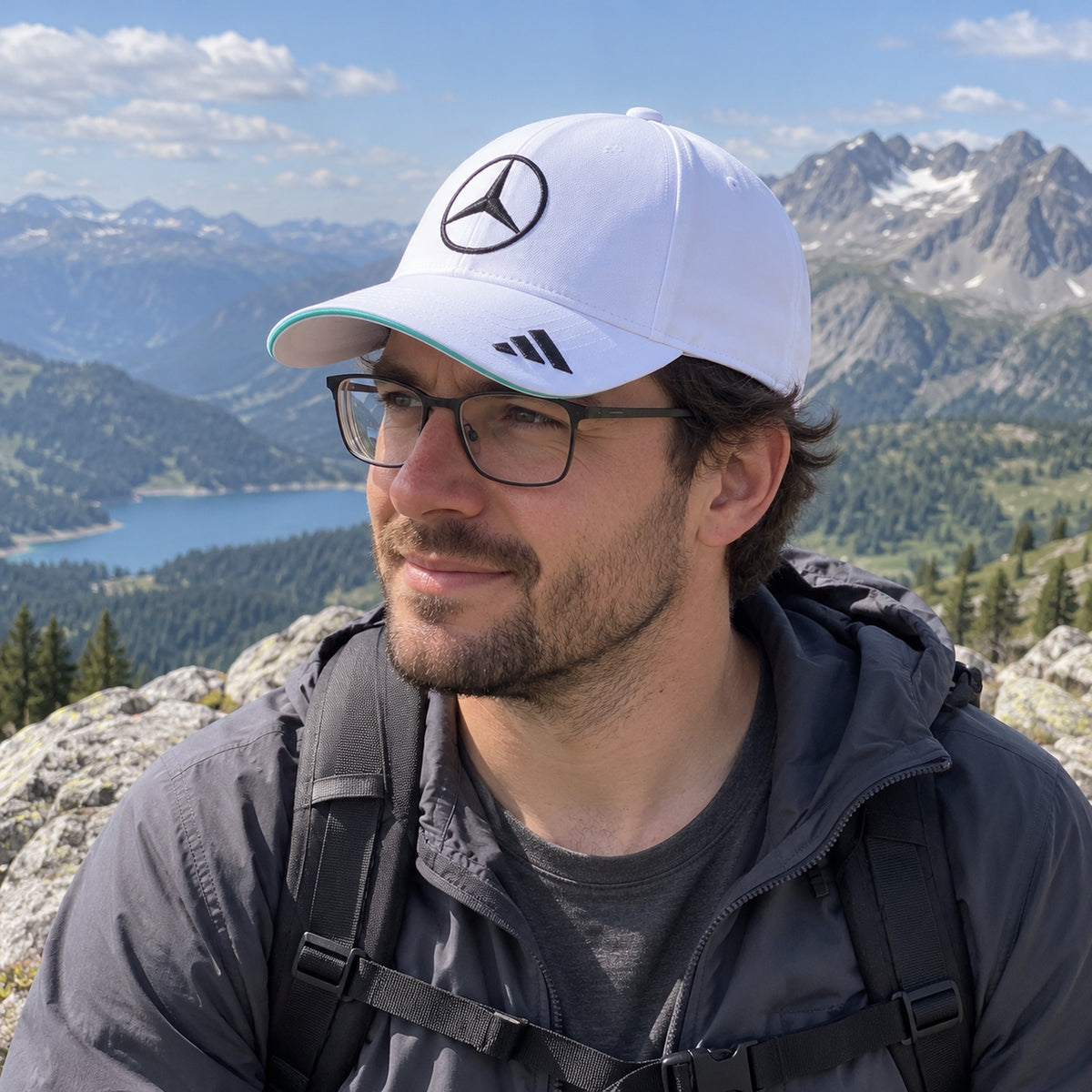 Mercedes-AMG PETRONAS F1 x Adidas Cap – White, Team Edition – ilustrační foto (AI)