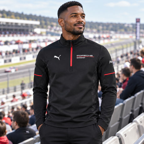 Porsche Motorsport Team-Sweatshirt mit Sponsorenlogos – Illustrationsfoto (KI)
