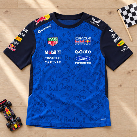 Oracle Red Bull Racing Kids' T-Shirt with Sponsor Logos – Team Edition – ilustrační foto (AI)