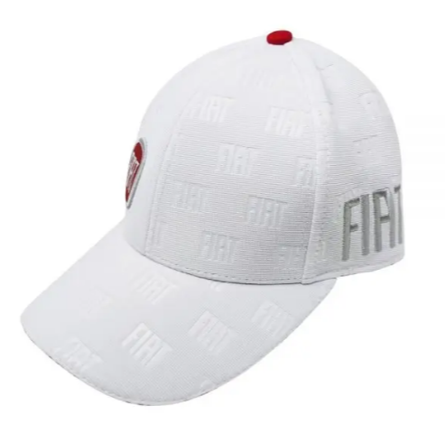 Fiat Cap mit geprägtem Logomuster – Weiß