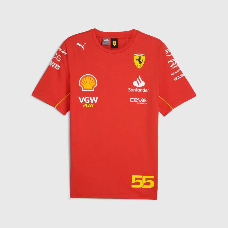 Team-T-Shirt Carlos Sainz – Scuderia Ferrari F1 rot