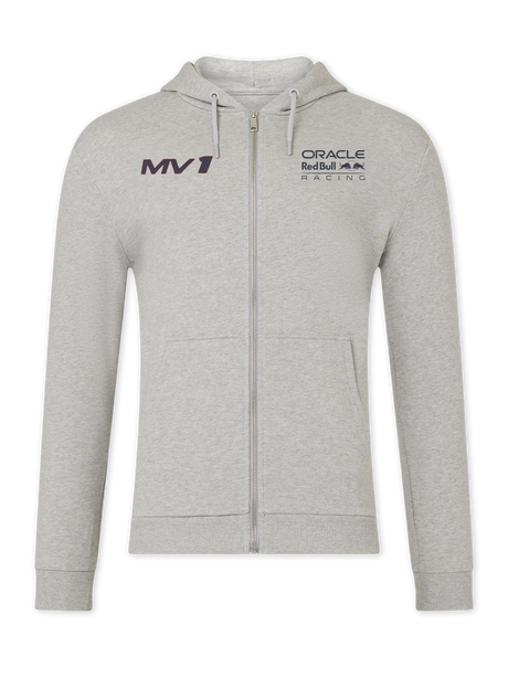 Max Verstappen sweatshirt - Red Bull Racing F1 HELMET, grey, zip-up