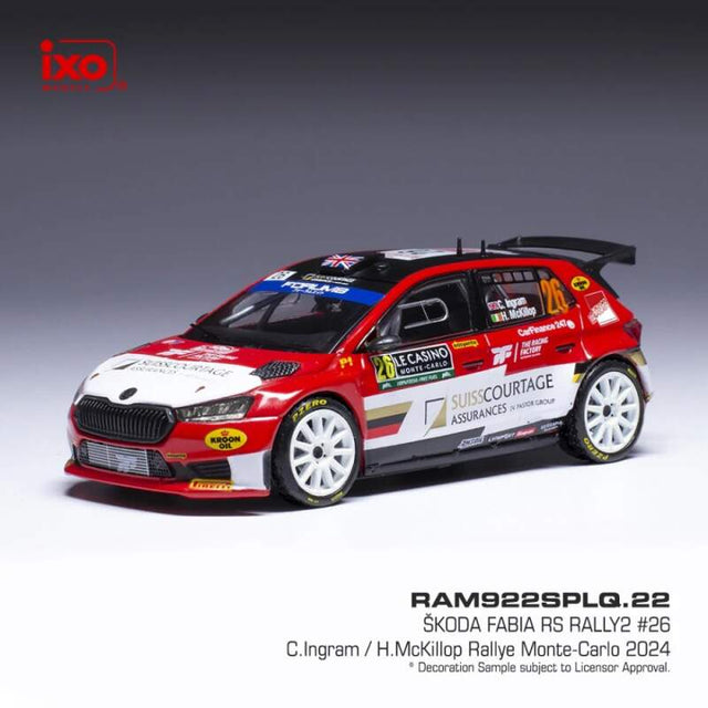 Modell IXO Škoda Fabia Rally2 2024 N.26 C. Ingram – Rallye Monte Carlo