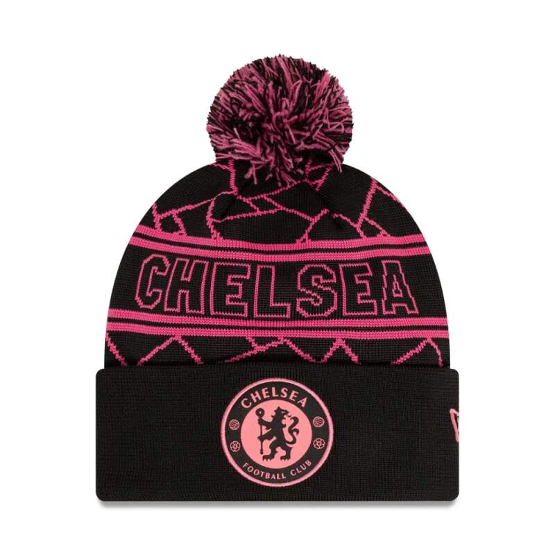 Chelsea vintage winter beanie black with pompom