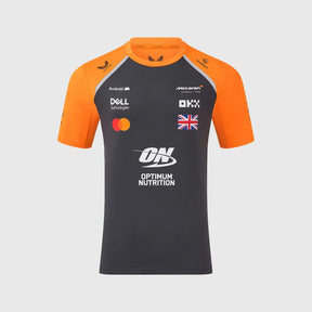 McLaren F1 Lando Norris Team-T-Shirt mit Sponsorenlogos – Dunkelgrau