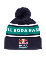 Wintermütze mit Bommel Red Bull Bora Hansgrohe dunkelblau mit Logo