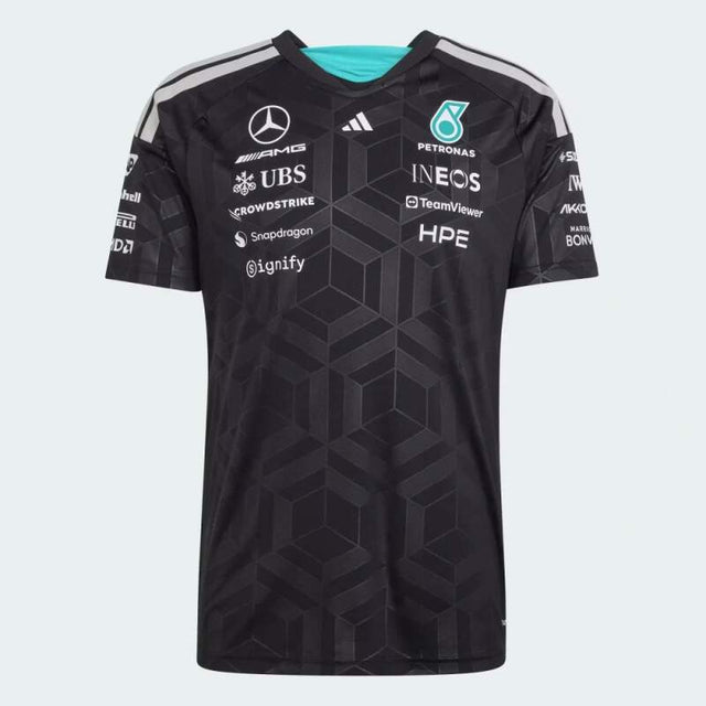 Adidas T-shirt - Mercedes AMG Petronas F1, black with sponsor logos - team edition
