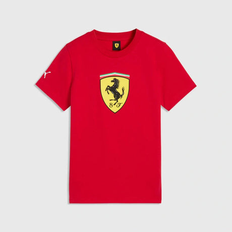 Scuderia Ferrari Kinder-T-Shirt mit großem Wappen – Rot