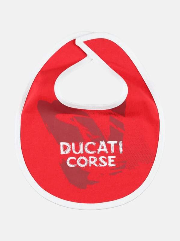 Ducati Corse baby bib with Ducati lettering