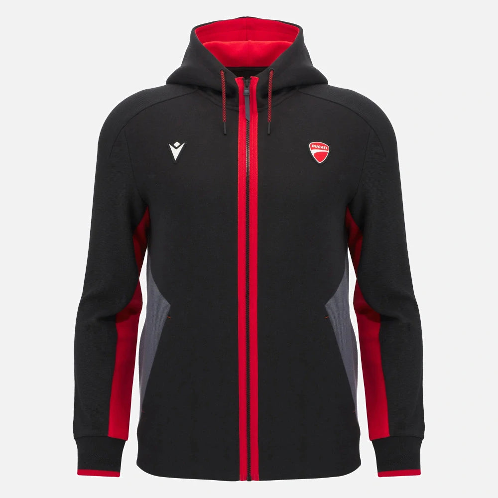 Ducati x Macron Zip-Hoodie mit Logo – Schwarz
