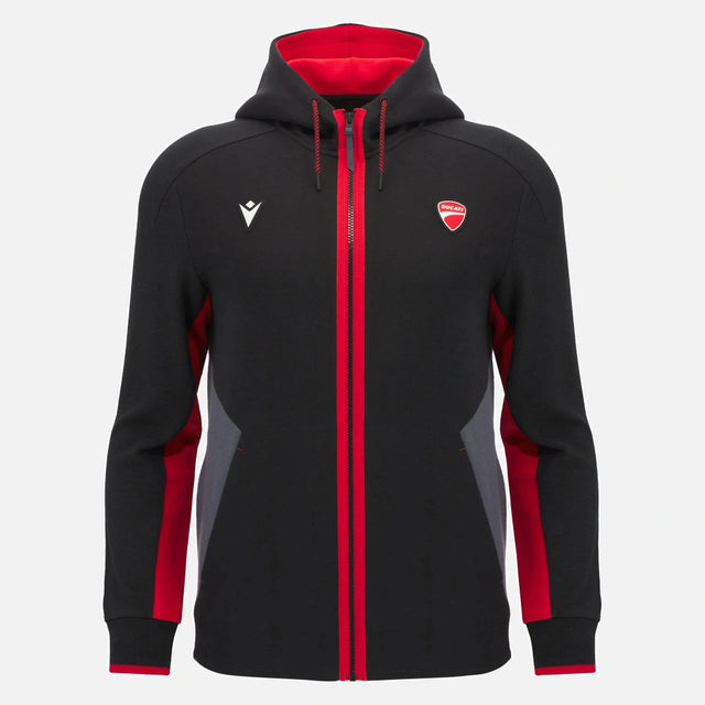Ducati x Macron Zip-Hoodie mit Logo – Schwarz