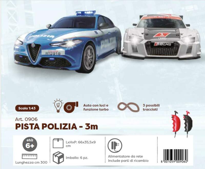 Autorennbahn PISTA Alfa Romeo Polizia - Audi 1:43