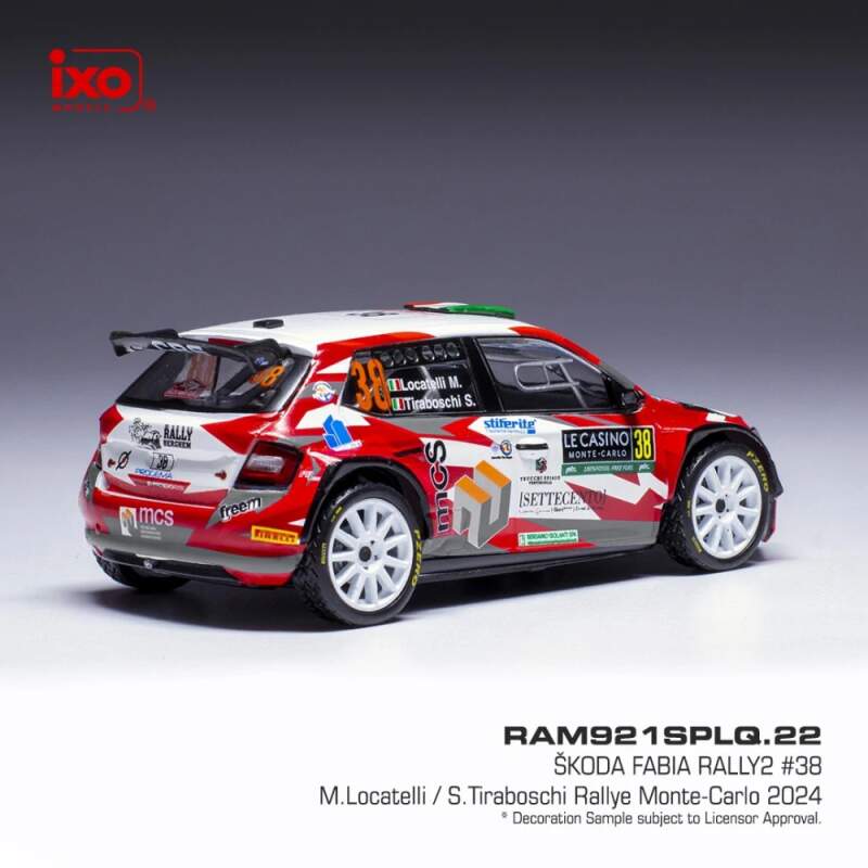 Modell IXO Škoda Fabia Rally2 2024 N.38 M. Locatelli – Rallye Monte Carlo