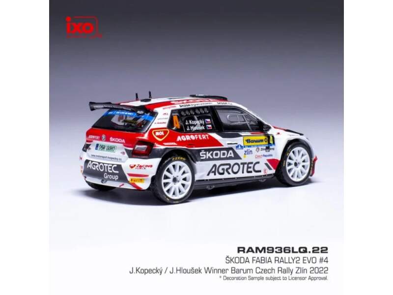 IXO Škoda Fabia Rally2 EVO model, Barum Rallye Zlín 2022, #4, Kopecký – Hloušek