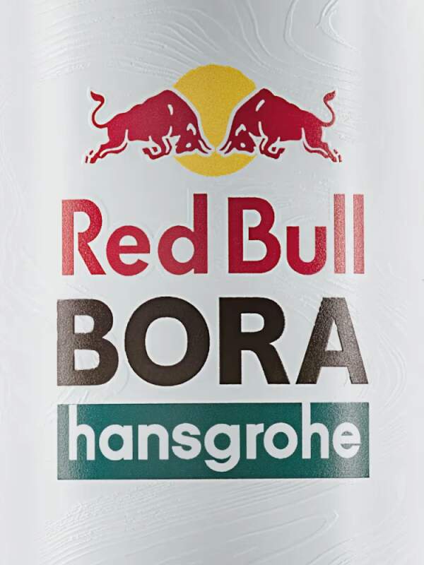 Red Bull Bora Hansgrohe metal water bottle with logo