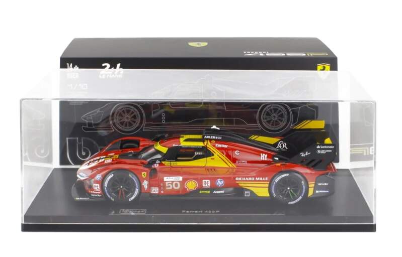 Modell Bburago Ferrari 499P Nr. 50, Sieger Le Mans 2024, im Maßstab 1:18 – Deluxe Edition
