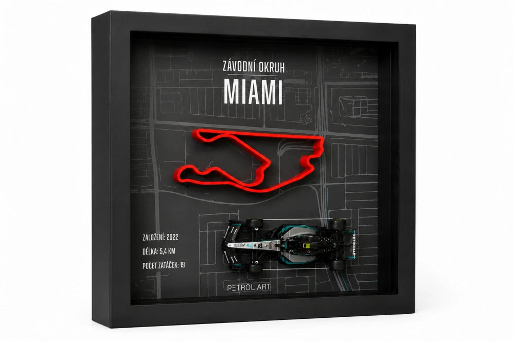 PETROL ART 3D Miami Frame with Mercedes Kimi Antonelli 1:43 Model – Miami GP 2025