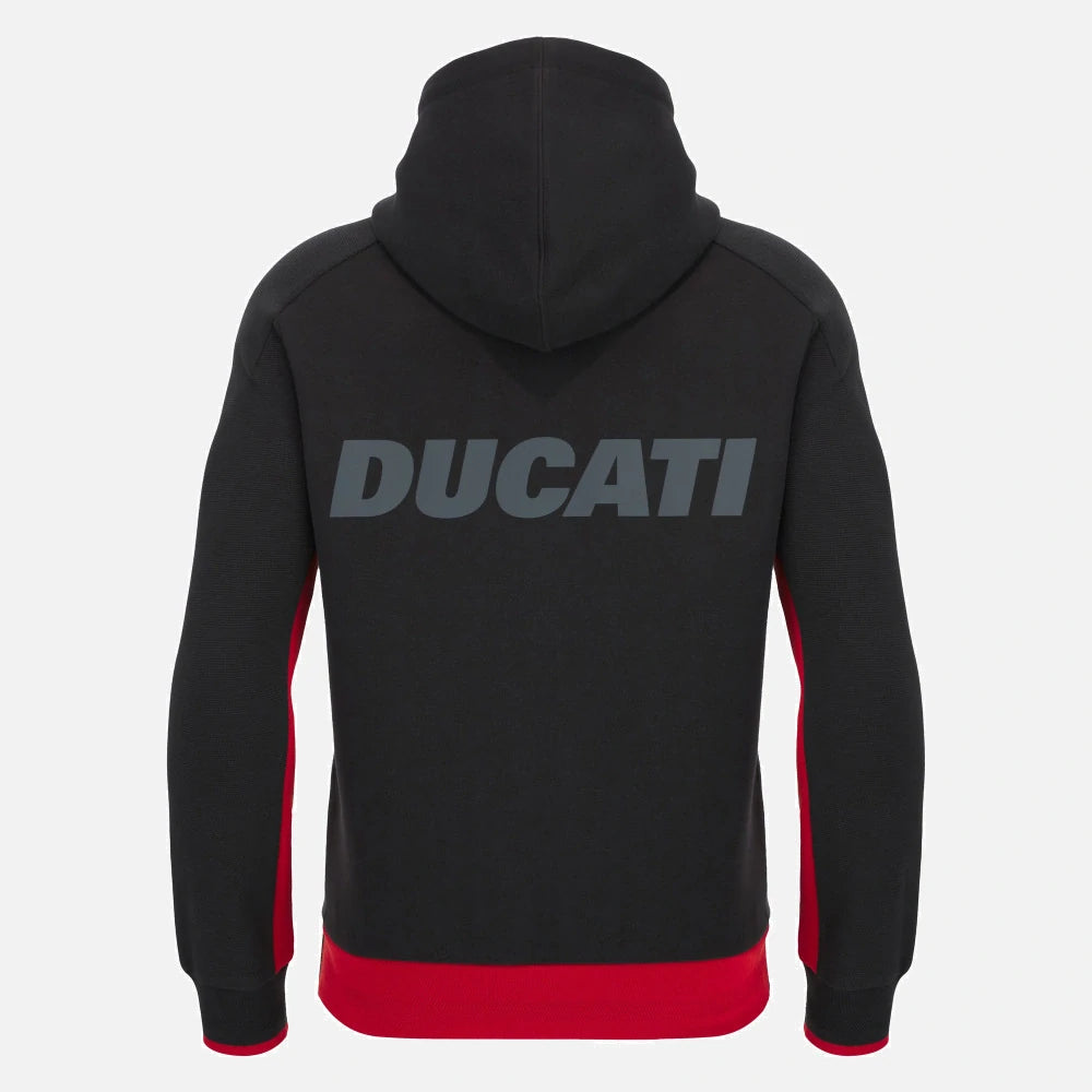 Ducati x Macron Zip-Hoodie mit Logo – Schwarz
