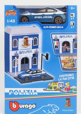 Modell Alfa Romeo Giulia Polizia 1:43 + Bauset Polizeistation