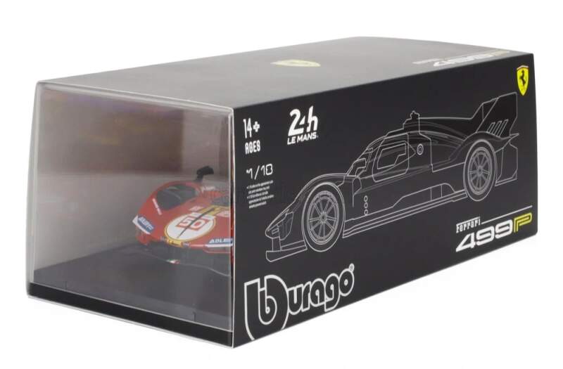 Modell Bburago Ferrari 499P Nr. 50, Sieger Le Mans 2024, im Maßstab 1:18 – Deluxe Edition